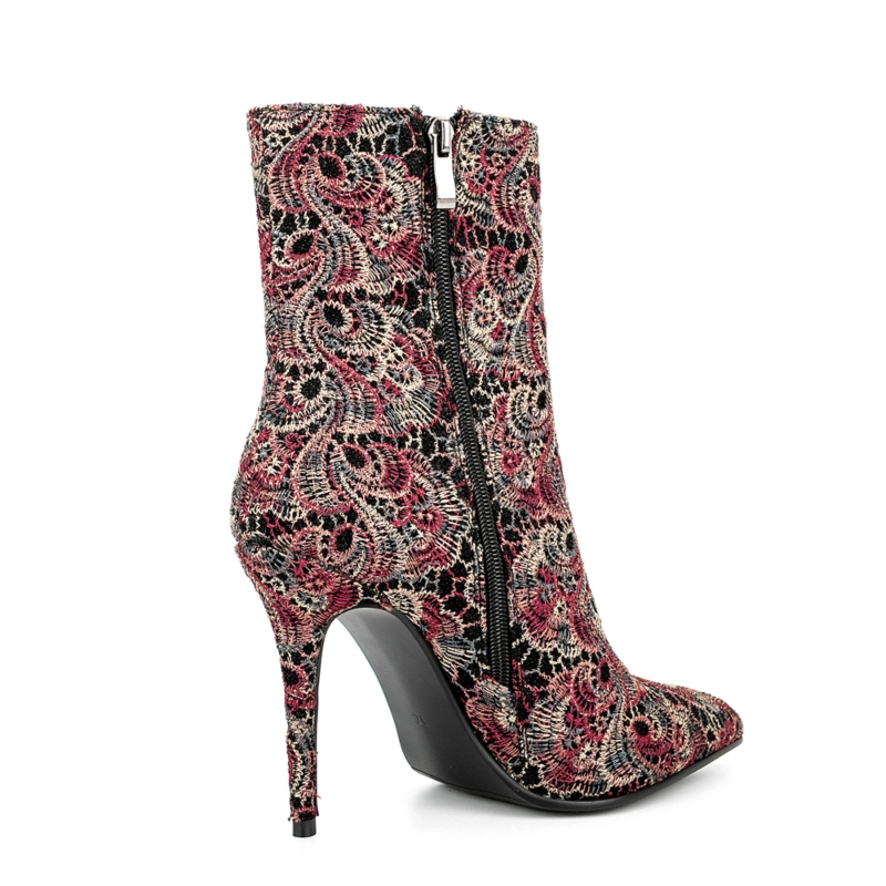 Vintage Embroidery Pointed Toe Stiletto Heel Ankle Booties 16 Vintage Embroidery Pointed Toe Stiletto Heel Ankle Booties - Image 14