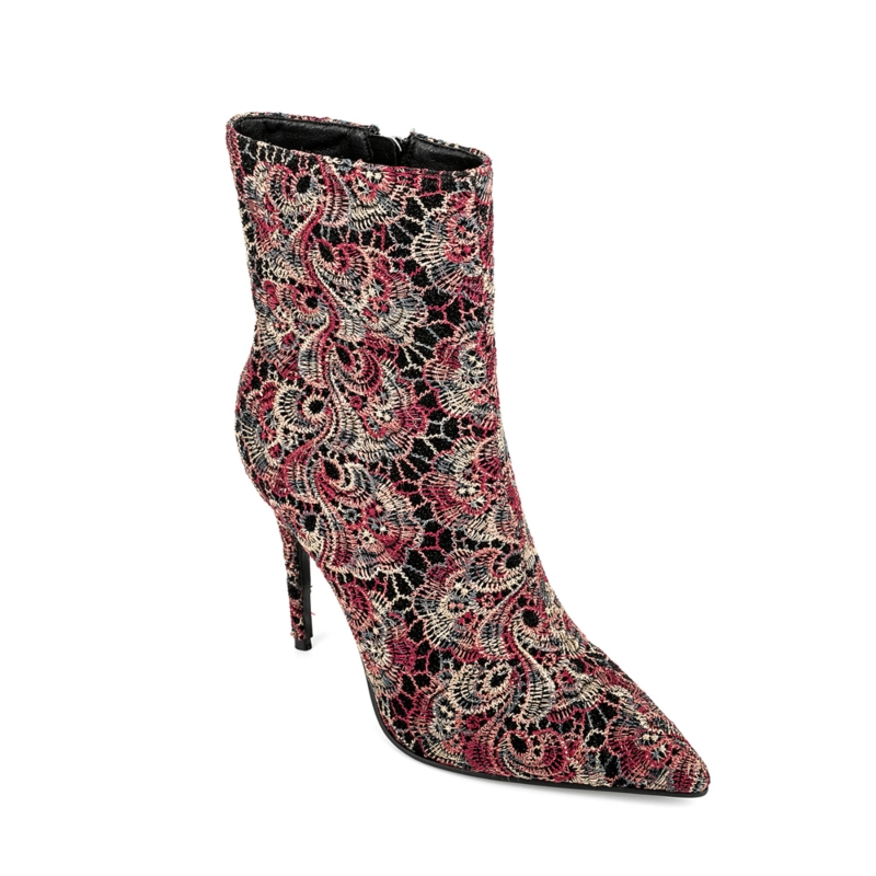 Vintage Embroidery Pointed Toe Stiletto Heel Ankle Booties 17 Vintage Embroidery Pointed Toe Stiletto Heel Ankle Booties - Image 15