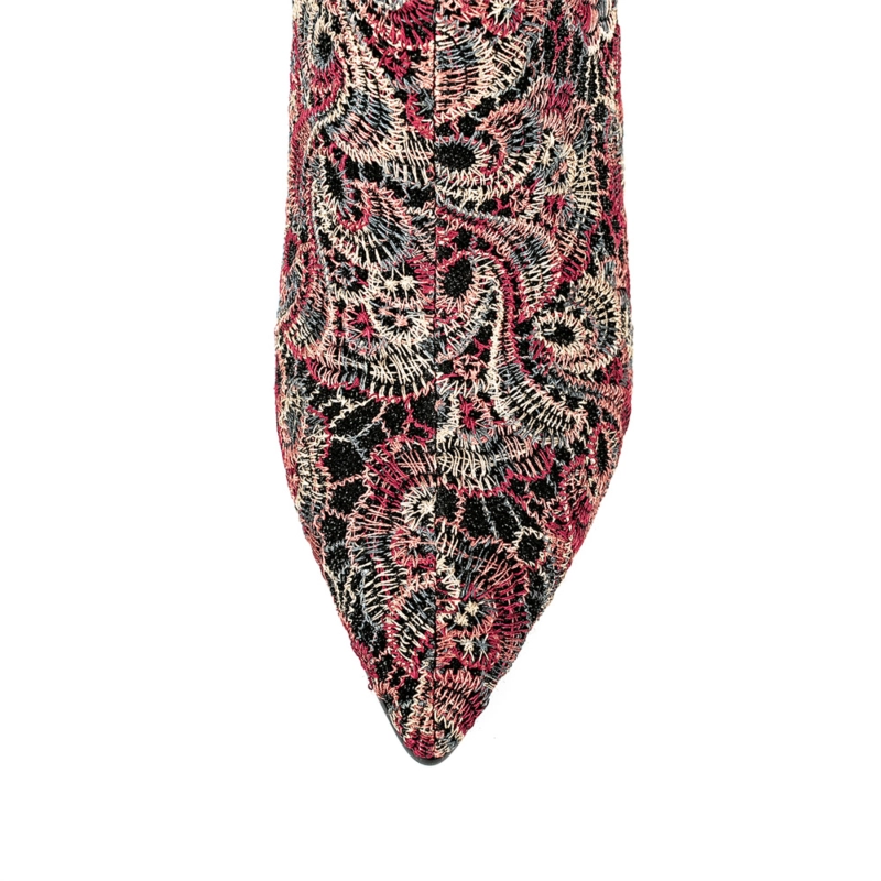 Vintage Embroidery Pointed Toe Stiletto Heel Ankle Booties 13 Vintage Embroidery Pointed Toe Stiletto Heel Ankle Booties - Image 11