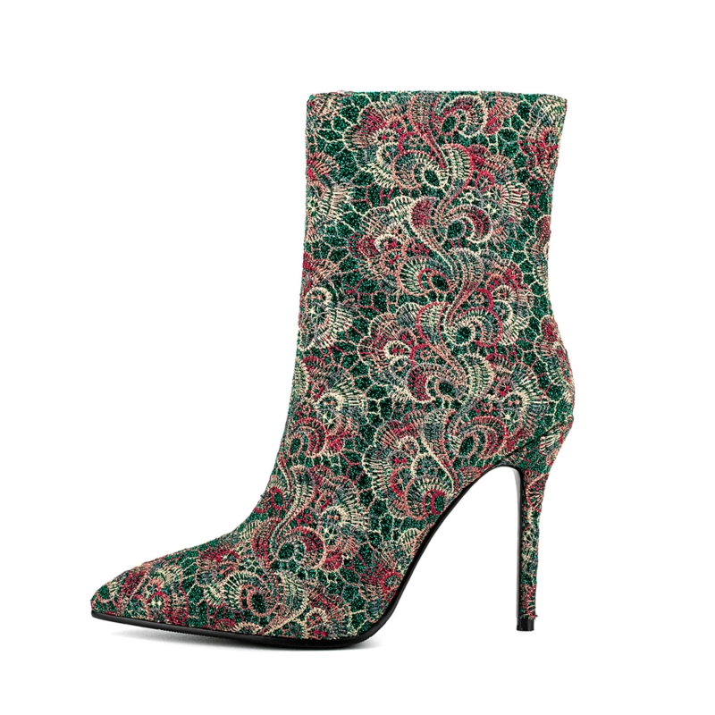 Vintage Embroidery Pointed Toe Stiletto Heel Ankle Booties 19 Vintage Embroidery Pointed Toe Stiletto Heel Ankle Booties - Image 17