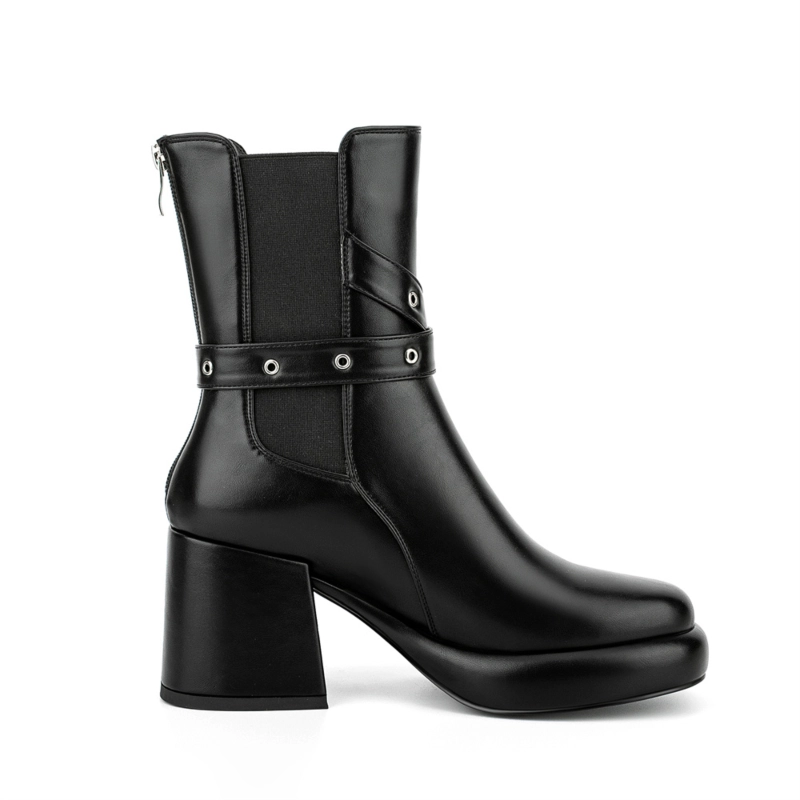 Round Toe Platform Block Heel Chelsea Boots Buckle Ankle Booties 9 Round Toe Platform Block Heel Chelsea Boots Buckle Ankle Booties - Image 7