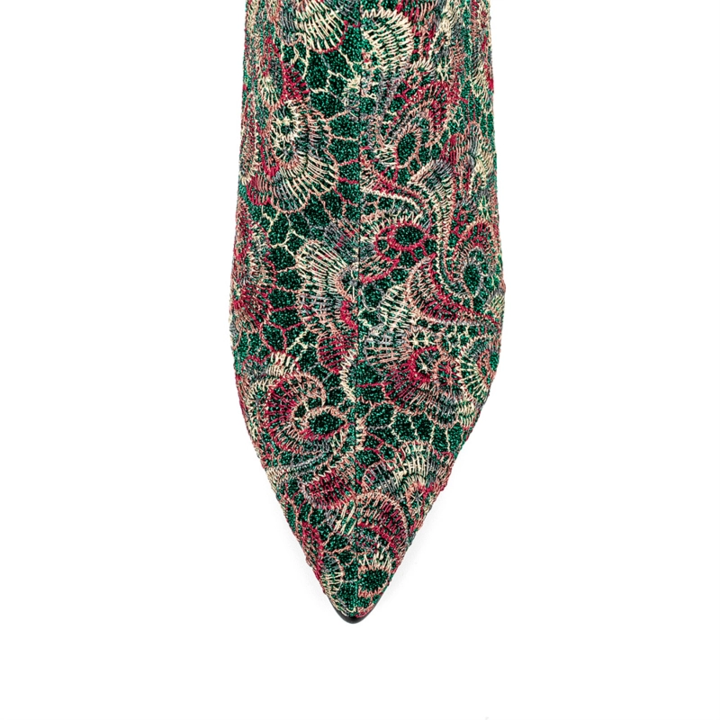 Vintage Embroidery Pointed Toe Stiletto Heel Ankle Booties 20 Vintage Embroidery Pointed Toe Stiletto Heel Ankle Booties - Image 18