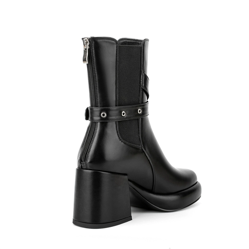 Round Toe Platform Block Heel Chelsea Boots Buckle Ankle Booties 10 Round Toe Platform Block Heel Chelsea Boots Buckle Ankle Booties - Image 8