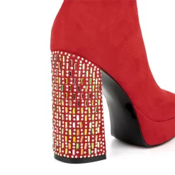 Women's Rhinestone Block Heel Square Toe Platform Suede Ankle Booties -Ladies Fashion Shoes ushs 65 1.jpg.mst