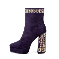 Women's Rhinestone Block Heel Square Toe Platform Suede Ankle Booties -Ladies Fashion Shoes ushs 68 1.jpg.mst