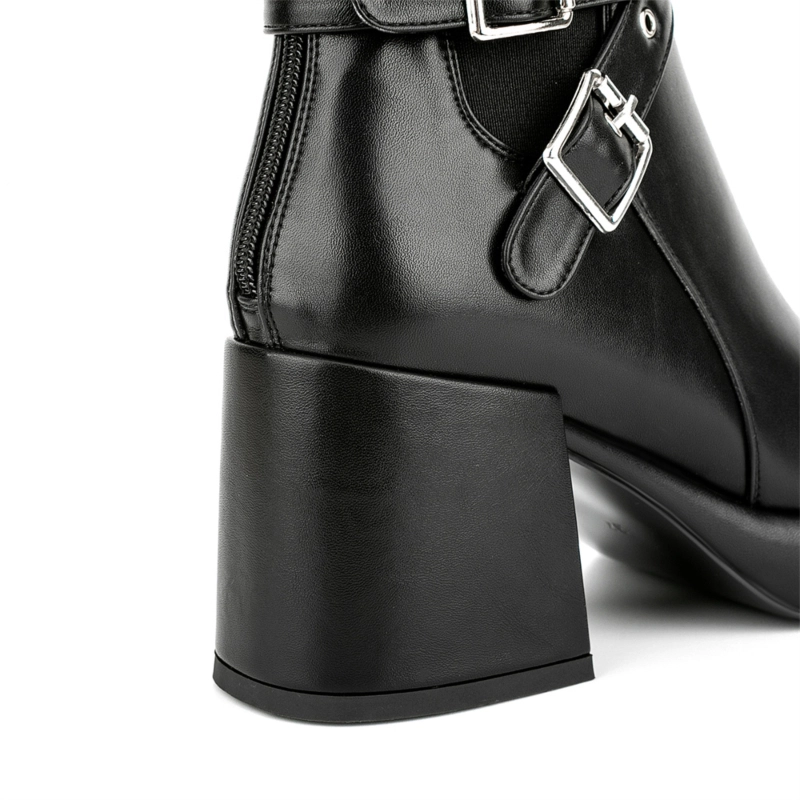 Round Toe Platform Block Heel Chelsea Boots Buckle Ankle Booties 5 Round Toe Platform Block Heel Chelsea Boots Buckle Ankle Booties - Image 3