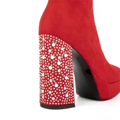 Women's Suede Platform Chunky Heel Ankle Booties With Rhinestone -Ladies Fashion Shoes ushs 90 1.jpg.mst
