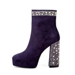 Women's Suede Platform Chunky Heel Ankle Booties With Rhinestone -Ladies Fashion Shoes ushs 93 1.jpg.mst
