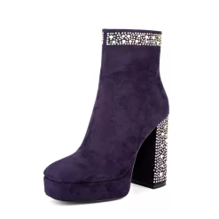 Women's Suede Platform Chunky Heel Ankle Booties With Rhinestone -Ladies Fashion Shoes ushs 94 1.jpg.mst