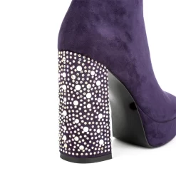 Women's Suede Platform Chunky Heel Ankle Booties With Rhinestone -Ladies Fashion Shoes ushs 98 1.jpg.mst