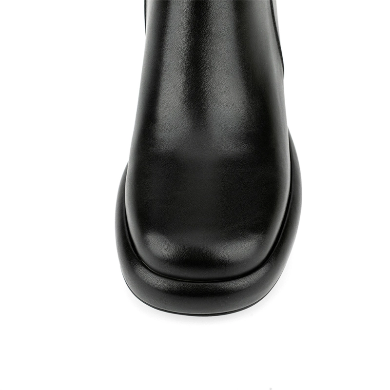 Round Toe Platform Block Heel Chelsea Boots Buckle Ankle Booties 7 Round Toe Platform Block Heel Chelsea Boots Buckle Ankle Booties - Image 5