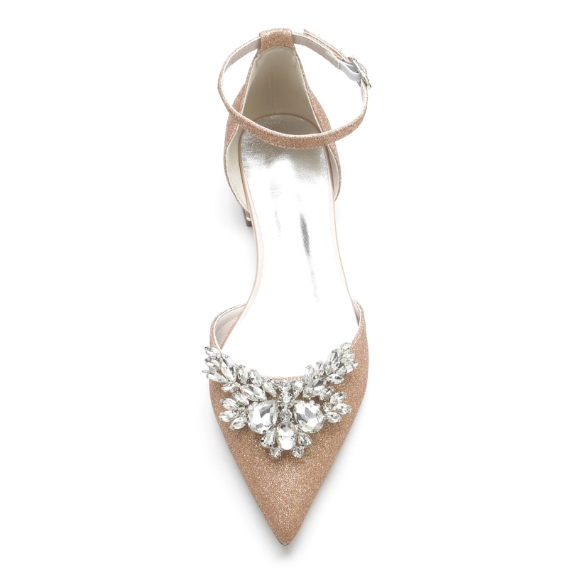 Wedding Glitter Flats Jeweled Embellishments D'orsay Flat - Image 7