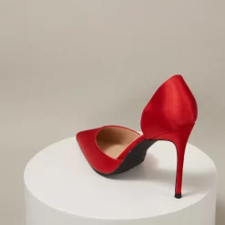 Wedding Satin D'orsay Stiletto Heel Pointed Toe Pumps -Ladies Fashion Shoes wedding satin d orsay stiletto heel pointed toe pumps red 4 1.jpg.mst