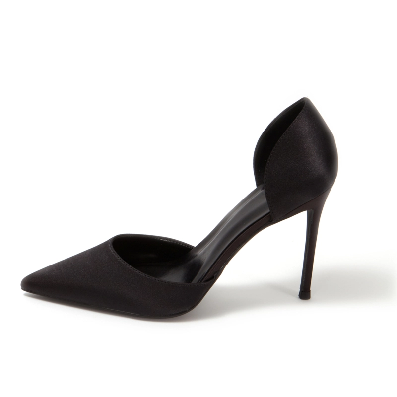 Wedding Satin D'orsay Stiletto Heel Pointed Toe Pumps - Image 6