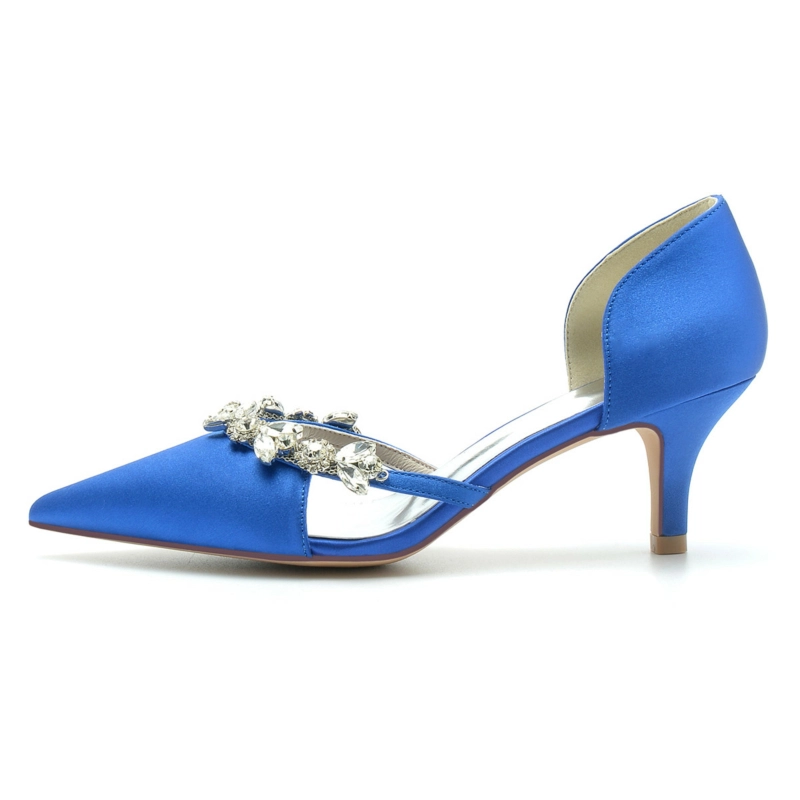 Wedding Satin Rhinestones Pumps D'orsay Shoes Kitten Heels - Image 8
