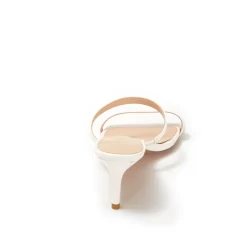 White Matte Square Toe Double Strap Mule Low Heeled Sandals -Ladies Fashion Shoes white matte square toe double strap mule low heeled sandals 4 .jpg.mst