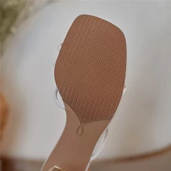 White Transparent Round Heel Sandals Toe Ring Strappy Slide Sandals -Ladies Fashion Shoes white transparent round heel sandals toe ring strappy slide sandals 18 .jpg.mst