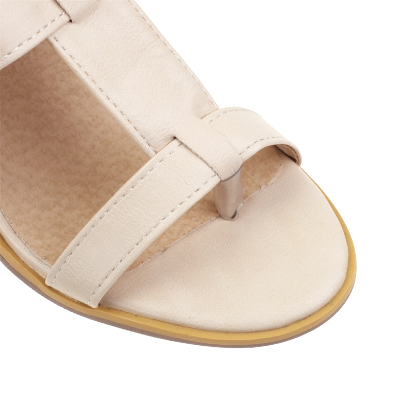 T-Strap Flip Flops Gladiator Heels Strappy Chunky Heels Zipper Sandals - Image 20