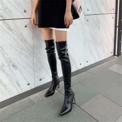 Winter Pull-on Elastic Heeled Thigh High Boots -Ladies Fashion Shoes winter pull on elastic heeled thigh high boots 11 1.jpg.mst