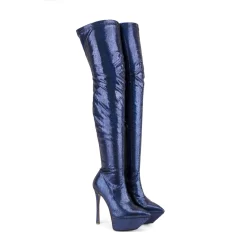 Black Flowers Printed Pointed Toe Platform Heels Thing-high Long Boots -Ladies Fashion Shoes wj 516 14 1.jpg.mst