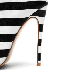 Black And White Stripe Ankle Boots Red Rivets Pointed Toe Stilettos Booties -Ladies Fashion Shoes wj a423 5.jpg.mst