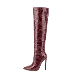 Women's Croc Patent Leather Pointed Toe Stilettos Knee High Boots -Ladies Fashion Shoes wj512 01 1.jpg.mst
