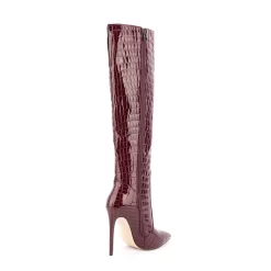 Women's Croc Patent Leather Pointed Toe Stilettos Knee High Boots -Ladies Fashion Shoes wj512 05 1.jpg.mst