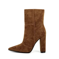 Women's Brown Suede Pointed Toe Chunky Heel Ankle Booties -Ladies Fashion Shoes women s brown suede pointed toe chunky heel ankle booties 2 .jpg.mst