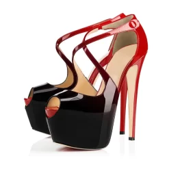 Women's Criss Cross Platform High-Heel Pumps Peep Toe Sandals