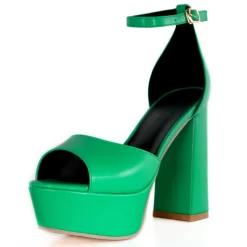 Women's Open Toe Chunky Heel Platform Ankle Strap Sandals -Ladies Fashion Shoes women s green open toe chunky heel platform ankle strap sandals 5 1.jpg.mst