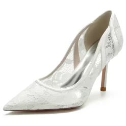 Women's White Lace Wedding Shoes Pointed Toe Stiletto Heel Pumps 11 Women's White Lace Wedding Shoes Pointed Toe Stiletto Heel Pumps -Ladies Fashion Shoes women s ivory lace wedding shoes pointed toe stiletto heel pumps 5 1.jpg.mst