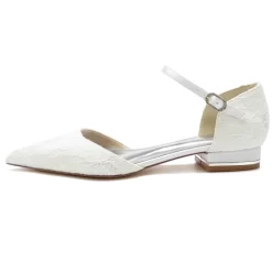 Women's Lace Pointed Toe Ankle Strap Wedding Flat Shoes -Ladies Fashion Shoes women s lace pointed toe ankle strap wedding flat shoes 2 1.jpg.mst