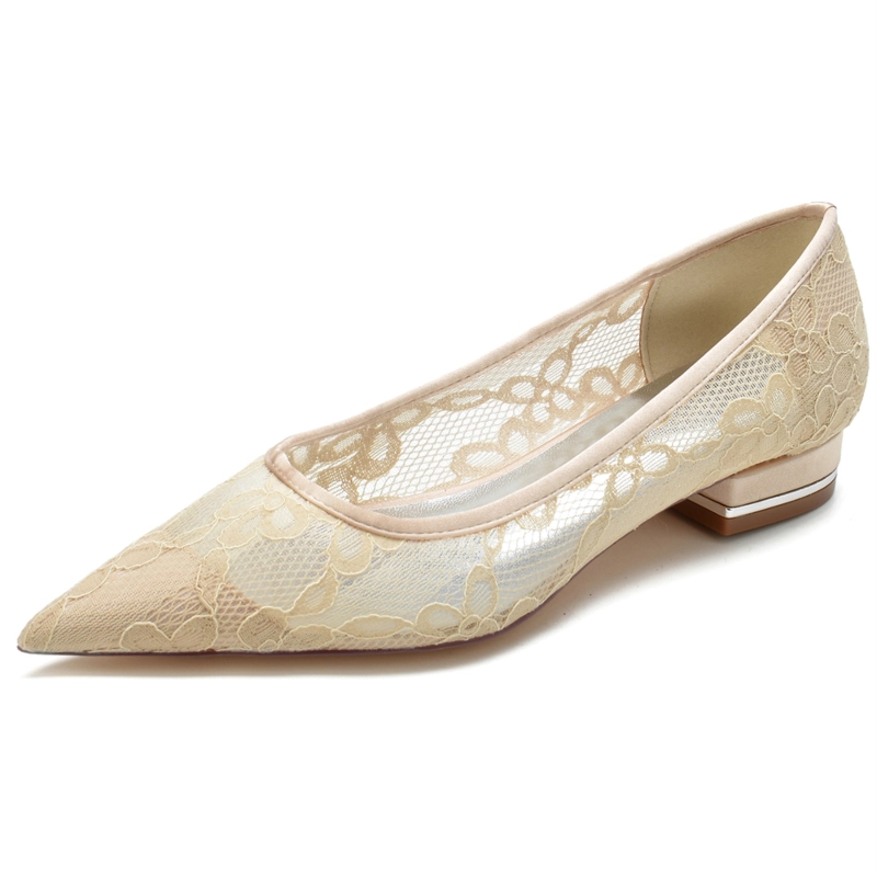 Women's Lace Pointed Toe Wedding Flat 6 Women's Lace Pointed Toe Wedding Flat - Image 4