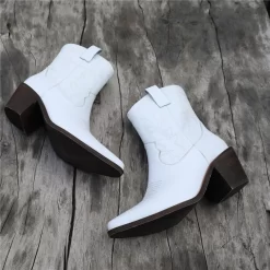 Women's Leather Cowboy Boots Block Low Heeled Western Ankle Boots -Ladies Fashion Shoes women s leather cowgirl boots block low heeled western ankle boots 12 1 1.jpg.mst