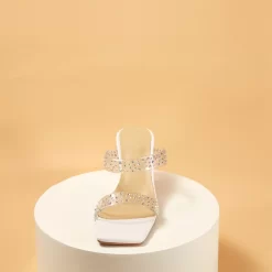 Women's Rhinestones Embellished Clear Mule Chunky Heel Sandals -Ladies Fashion Shoes women s rhinestones embellished clear mule chunky heel sandals 2 2 1.jpg.mst