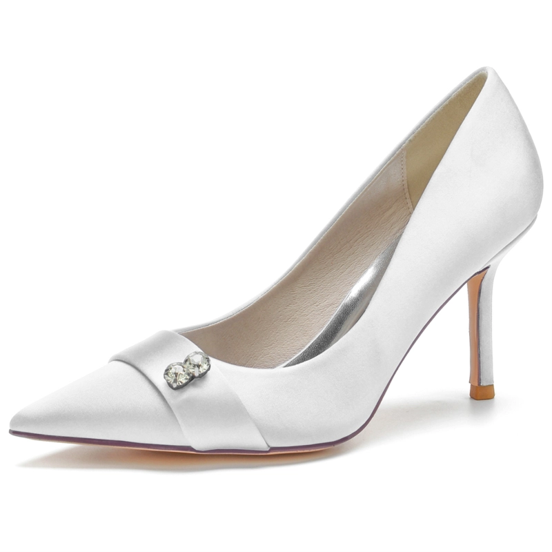 Women's Satin Pointed Toe Stiletto Heel Pumps Wedding Shoes - Image 7