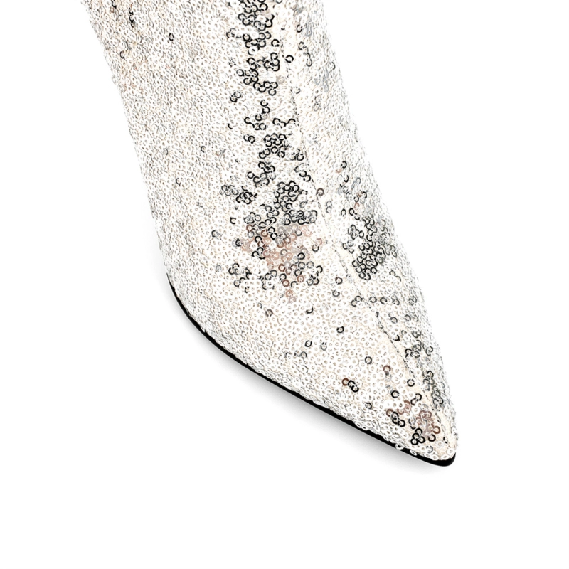 Women's Sequin Pointed Toe Stiletto Heel Ankle Boots 6 Women's Sequin Pointed Toe Stiletto Heel Ankle Boots - Image 4