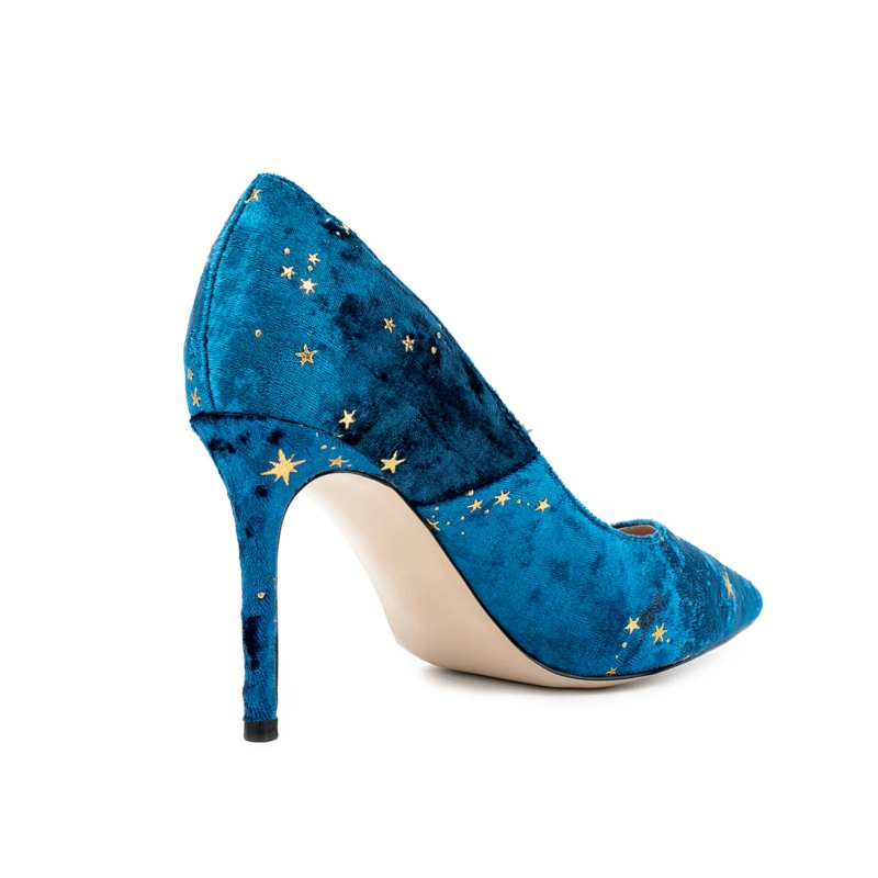 Women's Velvet Starry Stiletto Heel Pumps Pointed Toe 16 Women's Velvet Starry Stiletto Heel Pumps Pointed Toe - Image 14