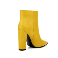 Women's Yellow Pointed Toe Chunky Heel Ankle Booties -Ladies Fashion Shoes women s yellow pointed toe chunky heel ankle booties 6 .jpg.mst