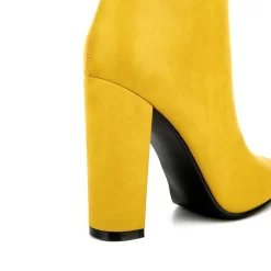 Women's Yellow Pointed Toe Chunky Heel Ankle Booties -Ladies Fashion Shoes women s yellow pointed toe chunky heel ankle booties 7 .jpg.mst