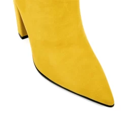 Women's Yellow Pointed Toe Chunky Heel Ankle Booties -Ladies Fashion Shoes women s yellow pointed toe chunky heel ankle booties 9 .jpg.mst
