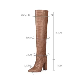Over The Knee Boots Womens Chunky Heel Wide Calf Thigh High Boots -Ladies Fashion Shoes womens pu croc effect chunky heel wide calf thigh high boots 23 .jpg.mst