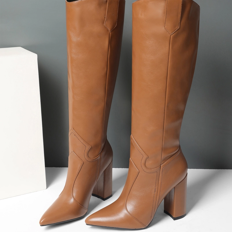 Womens Wide Calf Cowboy Boots Knee High Boot - Image 9