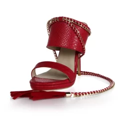 Embossed Vegan Leather Open Toe Stiletto Heel Mule Sandals Tassels Chain Strappy Sandals -Ladies Fashion Shoes yda 059 1.jpg.mst