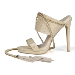 Embossed Vegan Leather Open Toe Stiletto Heel Mule Sandals Tassels Chain Strappy Sandals -Ladies Fashion Shoes yda 065 1.jpg.mst