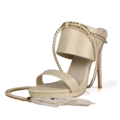 Embossed Vegan Leather Open Toe Stiletto Heel Mule Sandals Tassels Chain Strappy Sandals -Ladies Fashion Shoes yda 066 1.jpg.mst