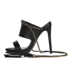 Embossed Vegan Leather Open Toe Stiletto Heel Mule Sandals Tassels Chain Strappy Sandals -Ladies Fashion Shoes yda 070 1.jpg.mst