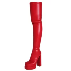 Elastic Vegan Leather Square Toe Chunky Heel Platform Thigh High Boots -Ladies Fashion Shoes yda 201 1.jpg.mst