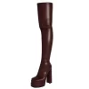Elastic Vegan Leather Square Toe Chunky Heel Platform Thigh High Boots 2 Elastic Vegan Leather Square Toe Chunky Heel Platform Thigh High Boots -Ladies Fashion Shoes yda 215 1.jpg.mst