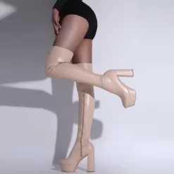 Fashion Nude Vegan Leather Elastic Chunky Heel Platform Thigh High Boots -Ladies Fashion Shoes yda 532 1.jpg.mst